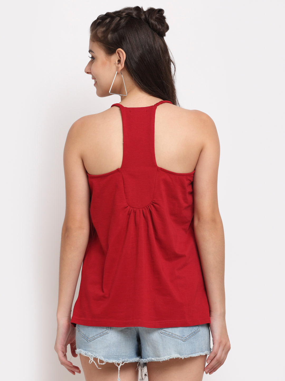 Solid Color Styled Back Top